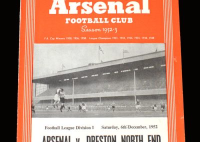 Arsenal v Preston 06.12.1952 (postponed)
