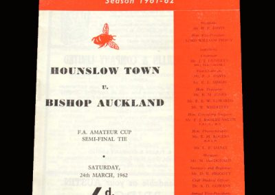 Hounslow v Bishop Auckland 24.03.1962 - FA Amateur Cup Semi Final (Lost 2-1 - Swansong?)