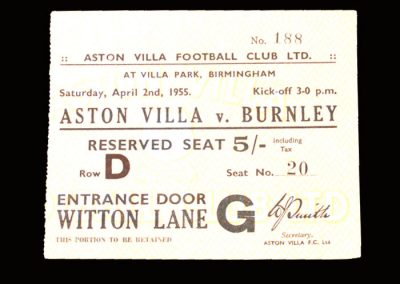Aston Villa v Burnley 02.04.1955