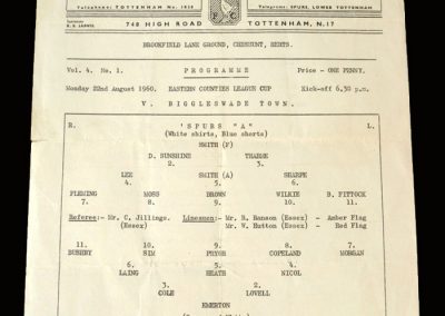 Spurs A v Biggleswade 22.08.1960