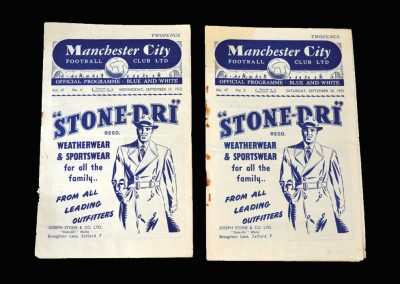 Man City v Burnley 17.09.1952 | Man City v West Brom 20.09.1952