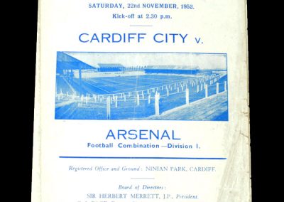 Arsenal v Cardiff 22.11.1952