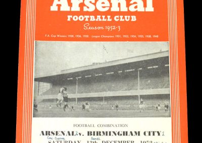 Arsenal v Birmingham 13.12.1952