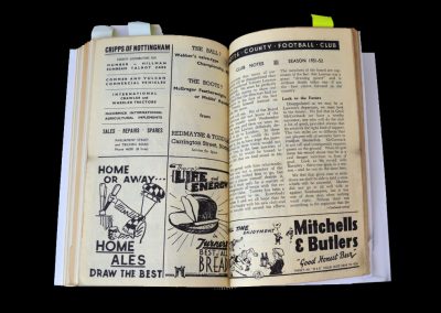 Notts County v Sheff Wed 22.03.1952 - Notes on Lawton Sale