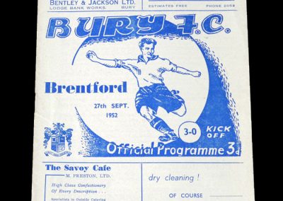 Brentford v Bury 27.09.1952