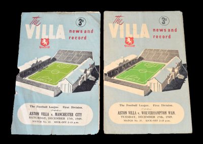 Aston Villa v Man City 17.12.1949 | Aston Villa v Wolves 27.12.1949