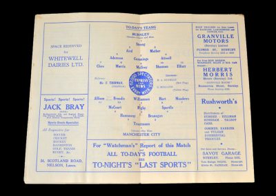 Man City v Burnley 20.10.1951