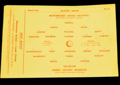 Derby County Reserves v Manchester United Reserves 14.03.1959