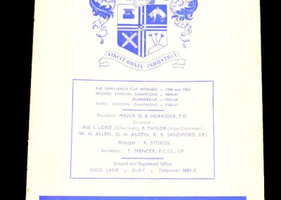 Bury FC v Manchester City 28.12.1964