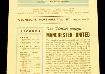 Tottenham Hotspur v Manchester United 27.11.1963 Postponed to 03.12.1963
