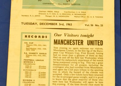 Tottenham Hotspur v Manchester United 27.11.1963 Postponed to 03.12.1963