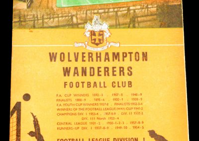 Wolverhampton Wanderers v Arsenal FC 29.08.1959