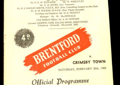 Grimsby Town v Brentford 20.02.1960