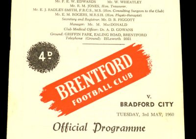 Bradford City v Brentford 03.05.1960