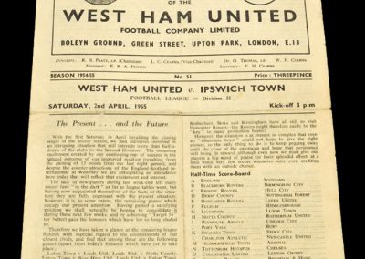 West Ham United v Ipswich Town 02.04.1955