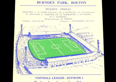 Bolton Wanderers v Tottenham hotspur 07.09.1960