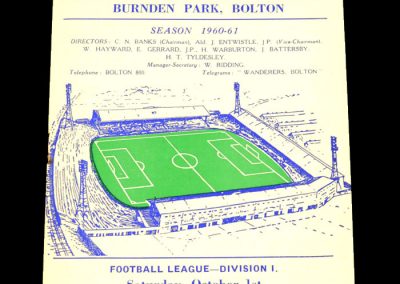 Bolton Wanderers v Manchester United 01.10.1960
