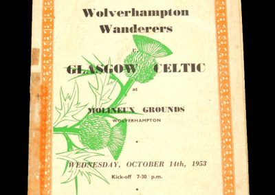 Wolverhampton Wanderers v Glasgow Celtic 14.10.1953