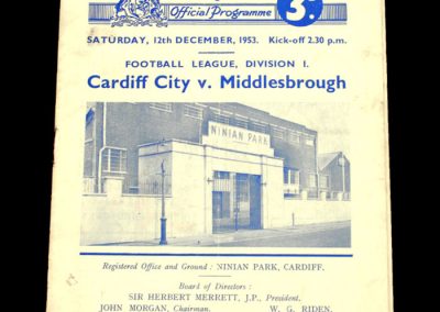 Cardiff City v Middlesborough 12.12.1953