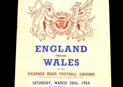 England v Wales 20.03.1954
