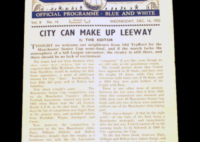 Manchester City v Manchester United 16.12.1953 | Manchester Cup Semi