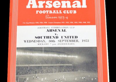 Southend United v Arsenal 30.09.1953 | Floodlight