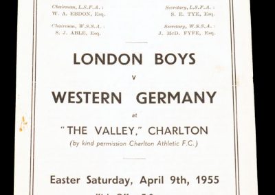 London boys v West Germany 09.04.1955
