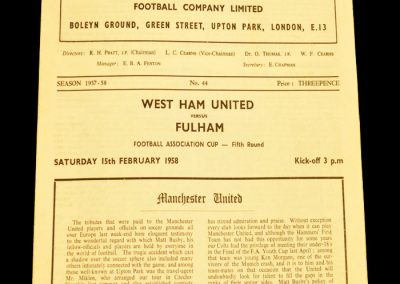 West Ham United v Fulham 15.02.1958