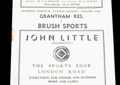 Grantham Reserves v Brush Sports 05.03.1955