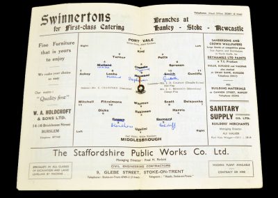 Port Vale v Middlesbrough 20.11.1954