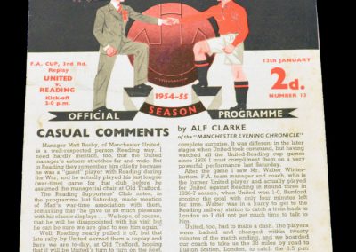 Reading v Manchester United 12.01.1955 | FA Cup 3rd round replay