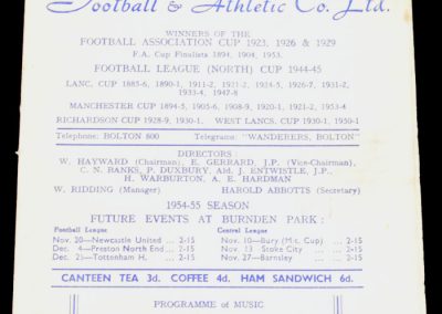 Bolton Wanderers v Arsenal 06.11.1954