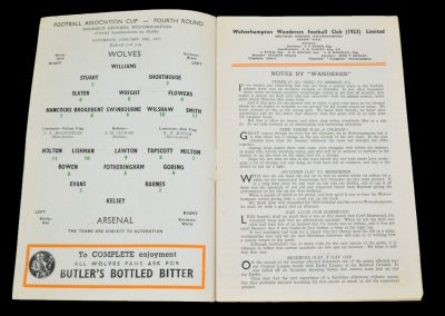 Wolverhampton Wanderers v Arsenal 29.01.1955 | FA Cup 4th Round