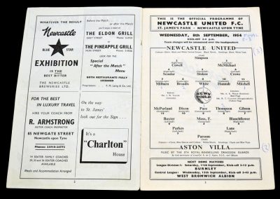 Aston Villa v Newcastle United 08.09.1954