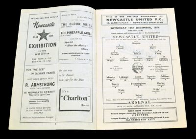 Arsenal v Newcastle United 18.12.1954