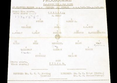 Chelsea v Fulham 07.11.1960 | FA Youth Cup 2nd Round