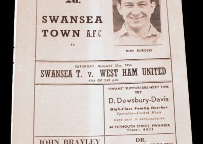 Swansea Town v West Ham United 21.08.1954