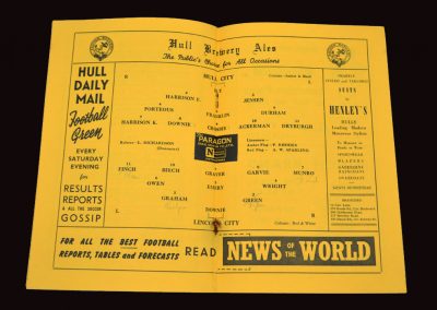 Hull City v Lincoln City 30.08.1954