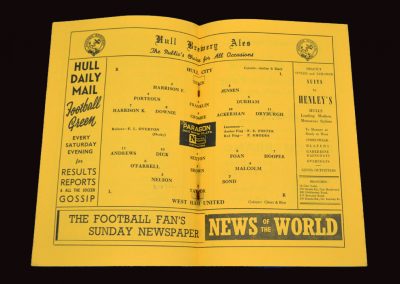 Hull City v West Ham United 13.09.1954