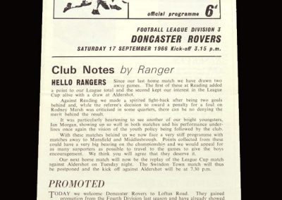 QPR v Doncaster 17.09.1966