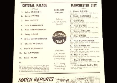 Man City v Crystal Palace 18.12.1965