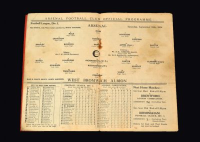 Arsenal v West Brom 15.09.1934