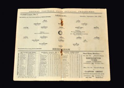 Arsenal v Birmingham 29.09.1934