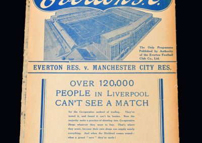 Everton Reserves v Man City Reserves 30.08.1937