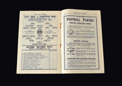 Man City Reserves v Everton Reserves 06.09.1937