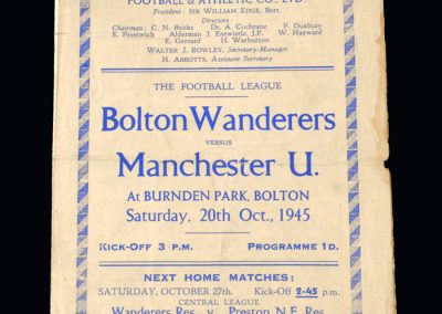 Man Utd v Bolton 20.10.1945