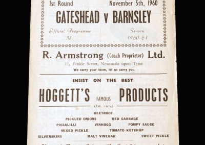 Gateshead v Barnsley 05.11.1960 - FA Cup 1st Round