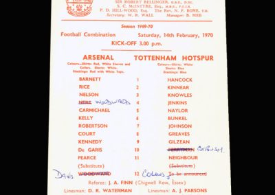 Arsenal Reserves v Spurs Reserves 14.02.1970 (in the reserves with Gilzean)