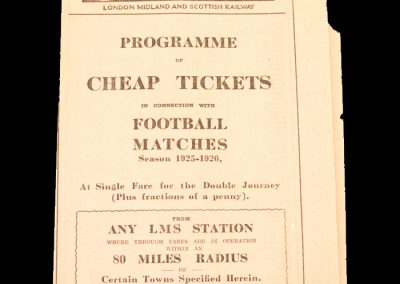 Railway Programme for 1925/26 Season