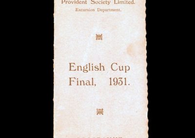 Cup Final Excursion Itinerary 25.04.1931